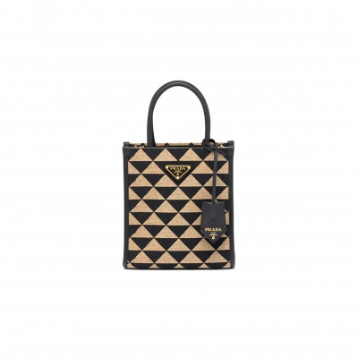 PRADA SYMBOLE EMBROIDERED FABRIC MINI BAG 1BA355 (19*17*6cm)